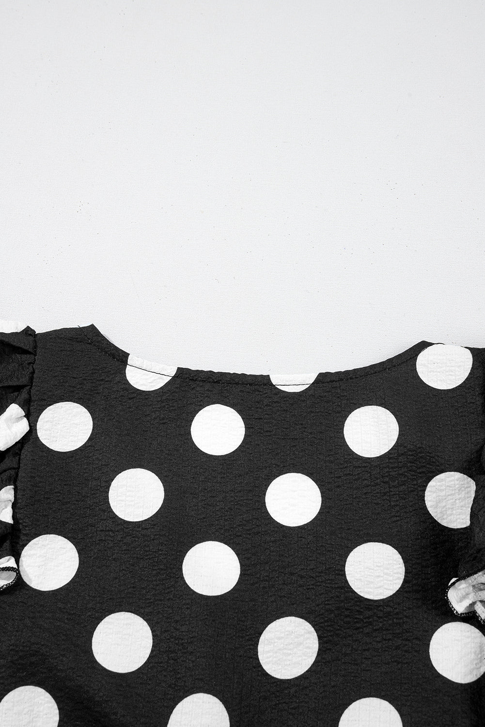 Black Polka Dot Print Ruffled Sleeve Blouse