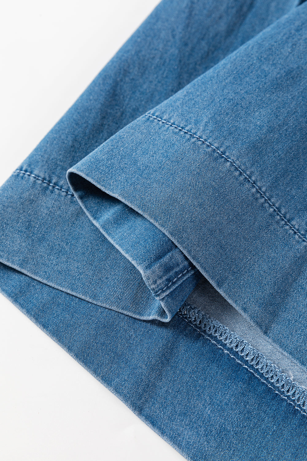 Fly Waist Mineral Wash Wide Leg Jeans
