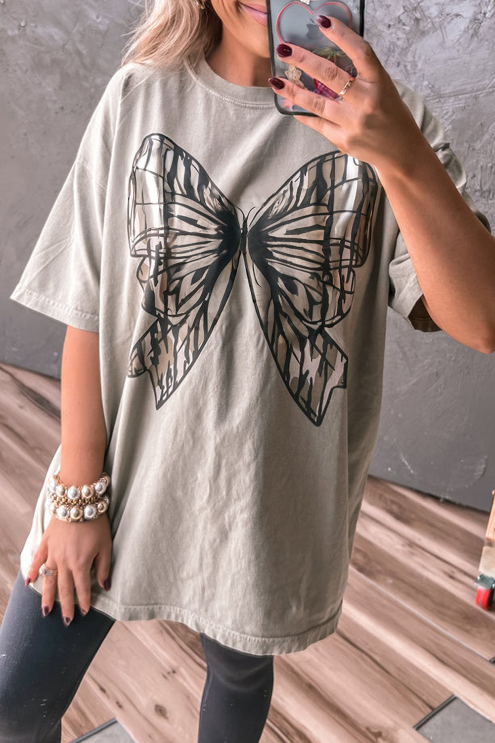 Camo Oversized Bow Printed Drop Shoulder Tee