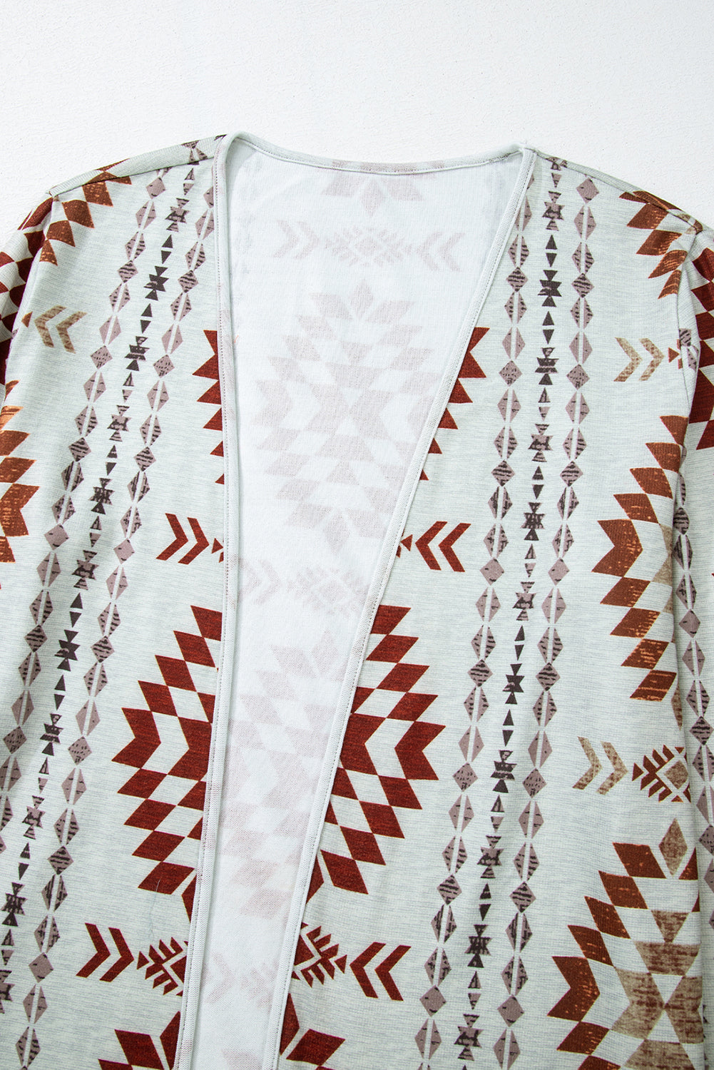 Brown Western Aztec Open Front Long Cardigan