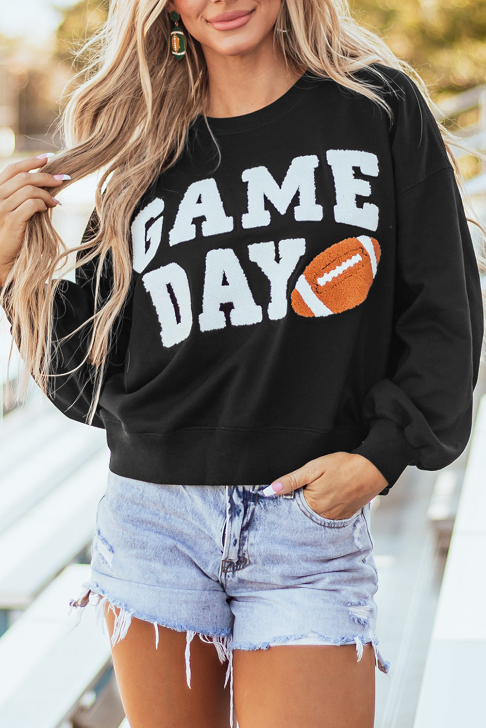 Black ‘GAME DAY’ Graphic Pullover Sweatshirt