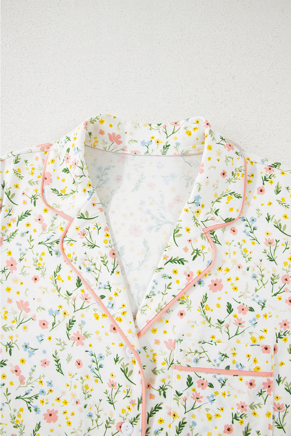 White Floral Print Pajama Set