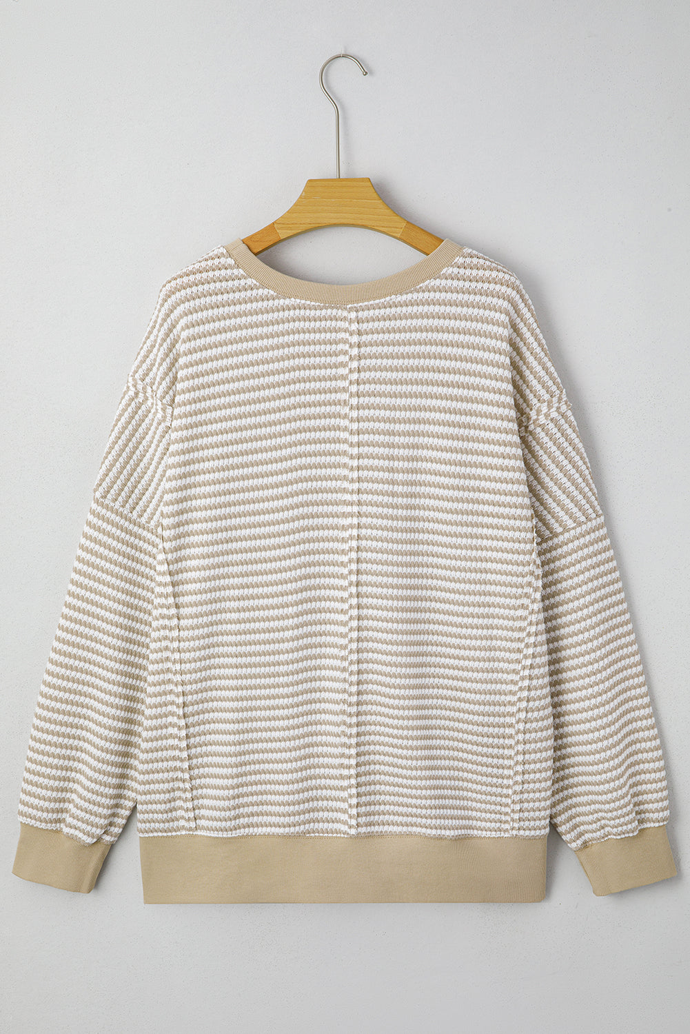 Brown Stripe Plus Size Ribbed Long Sleeve Top