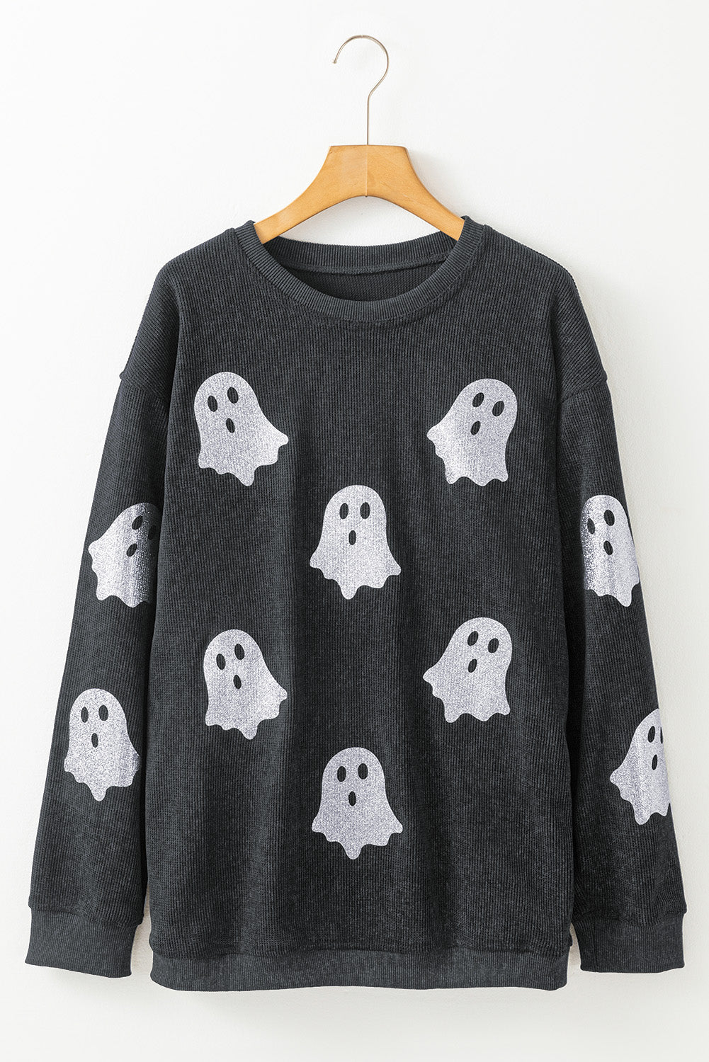 Black Halloween Ghost Crew Neck Sweatshirt