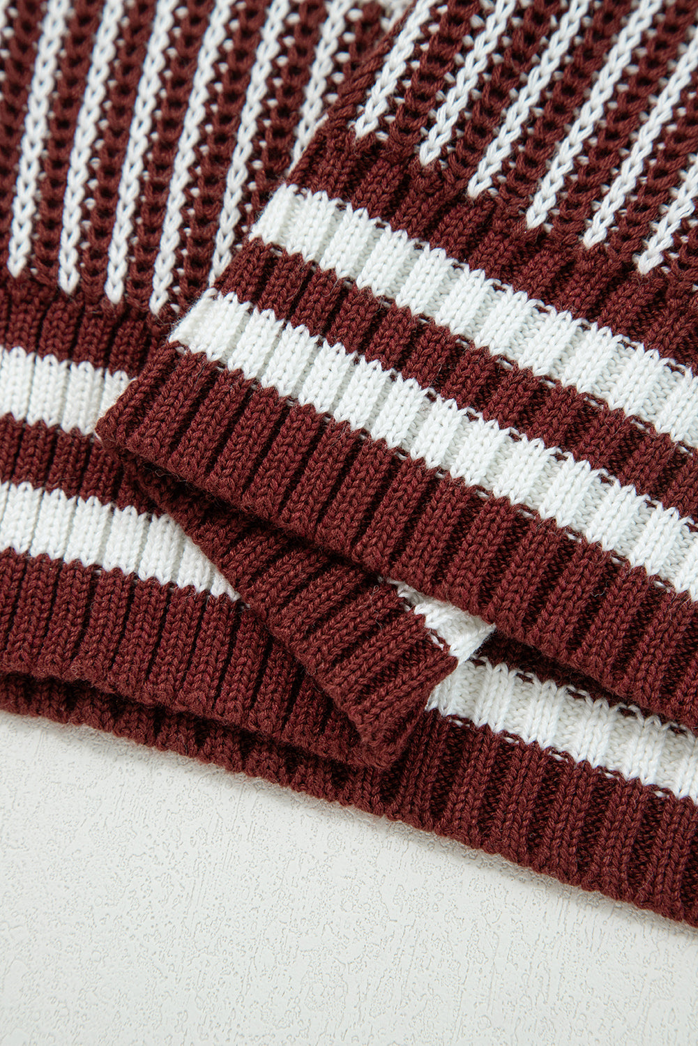 Brown Two Tone Striped Sweater