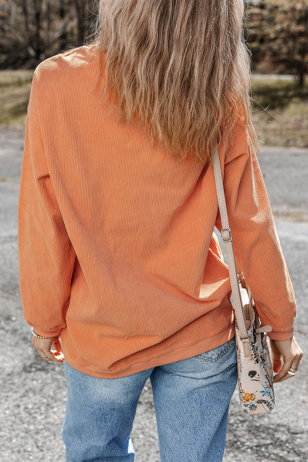 Orange ‘Whatever Spices Your Pumpkin’ Corded Pullover Sweatshirt