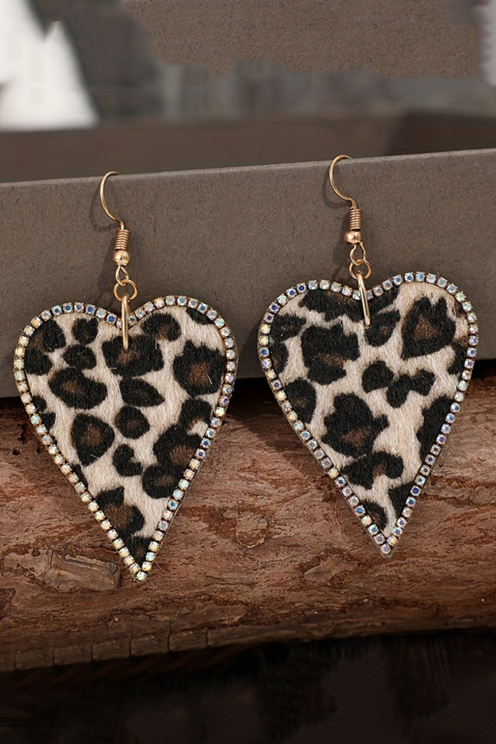Multicolour Rhinestone Leopard Heart Shape Earrings
