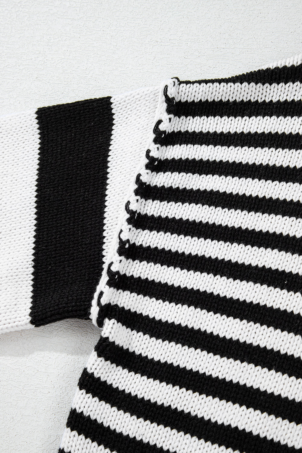 Black & White Striped Sleeve Knit Sweater