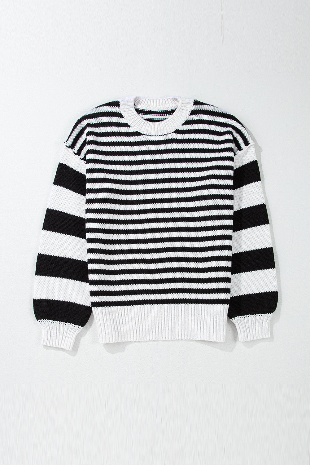 Black & White Striped Sleeve Knit Sweater