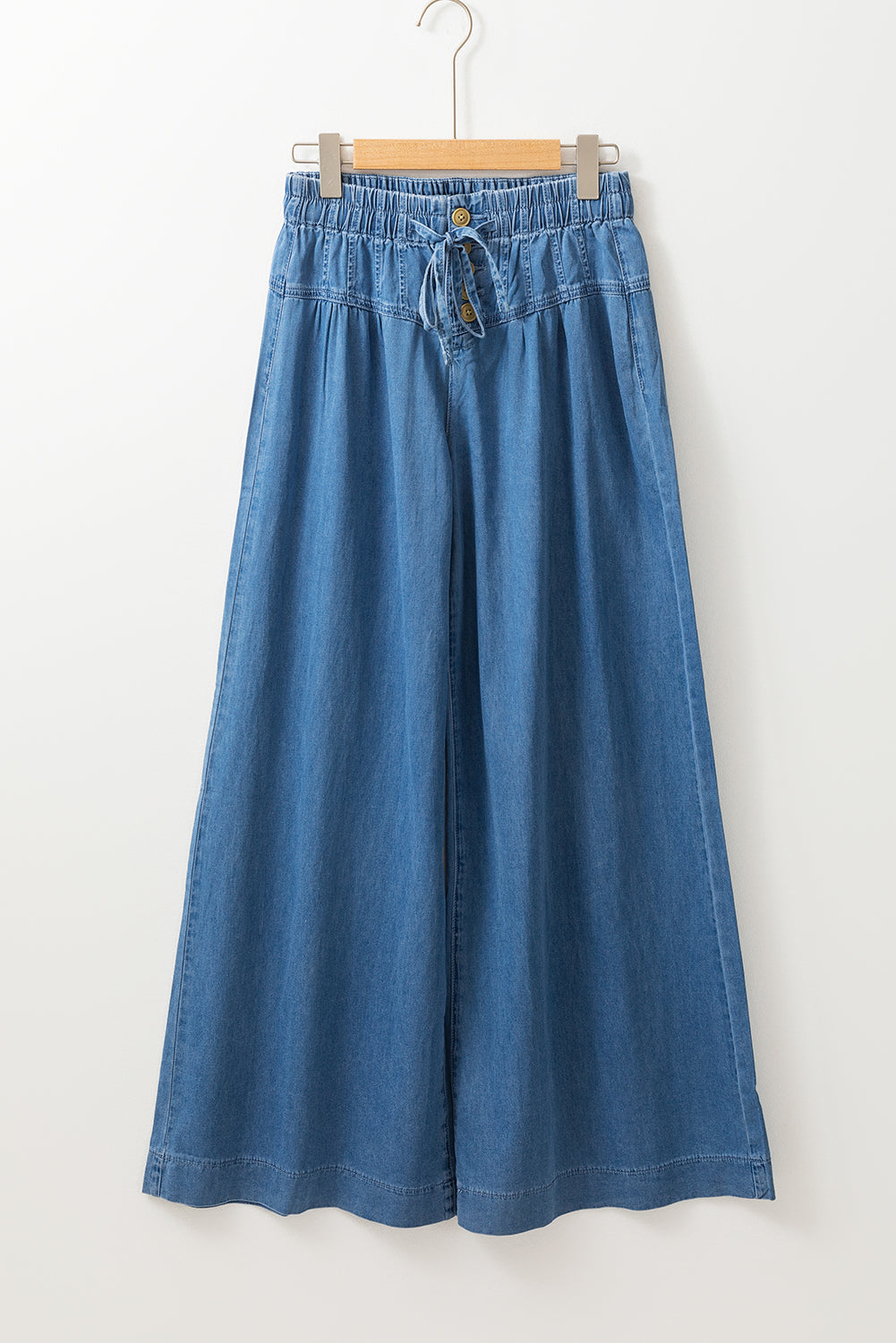 Fly Waist Mineral Wash Wide Leg Jeans