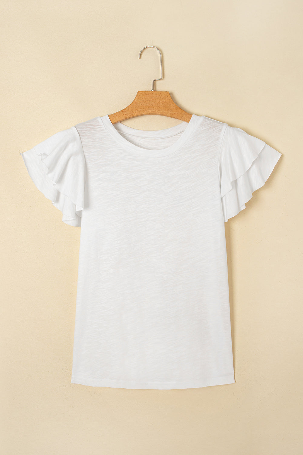 White Layered Ruffle Short Sleeve Top