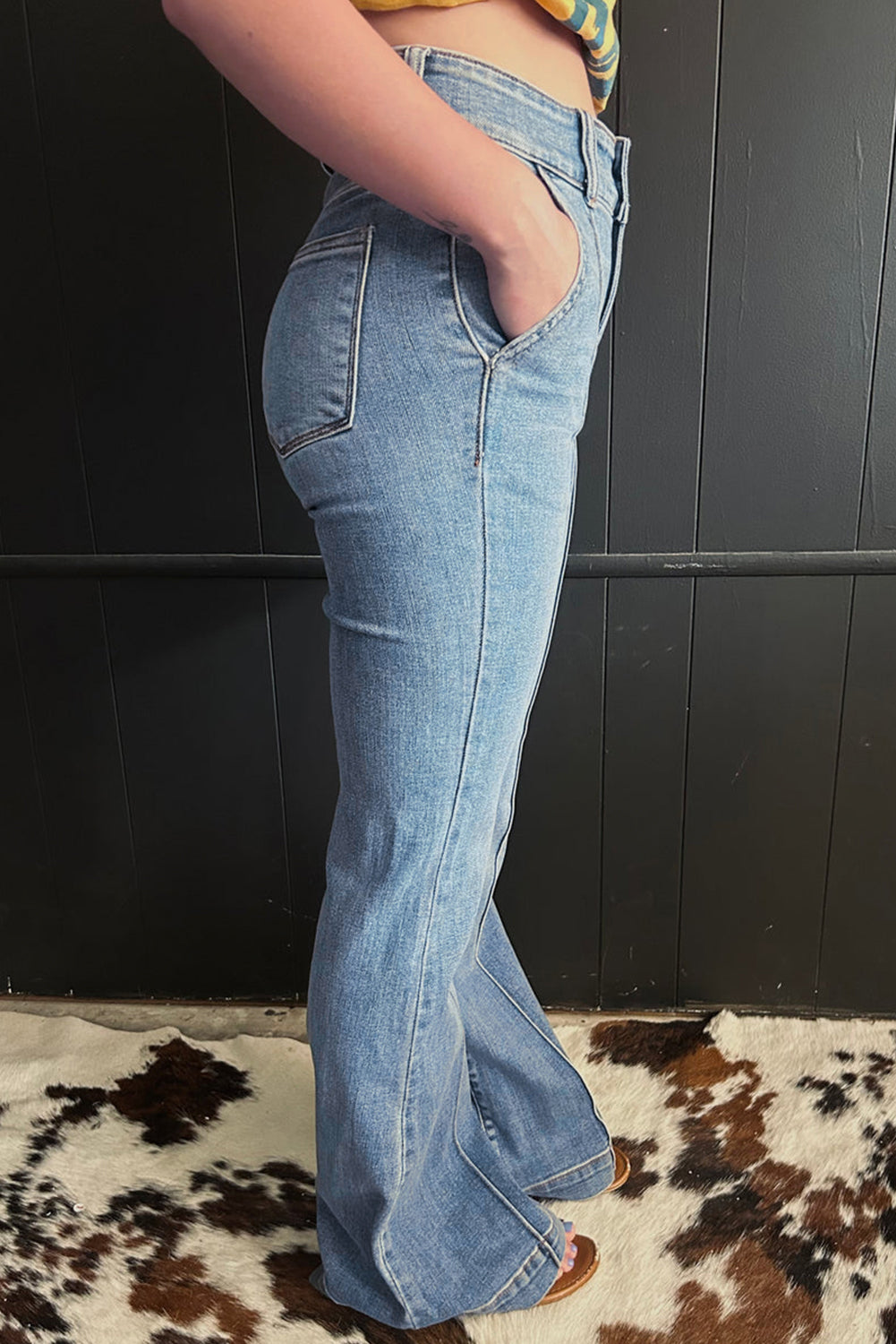 ‘Jessica’ High Waist Piping Trim Bootcut Jeans