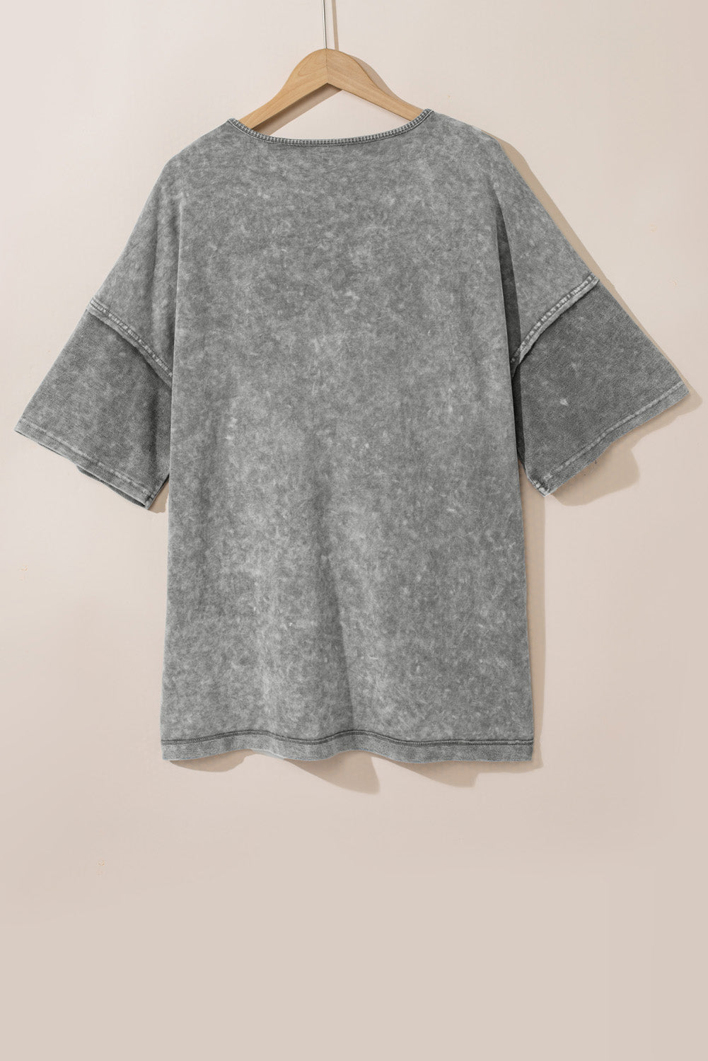 Light Grey Mineral Wash Drop Sleeve Plus Size Tee