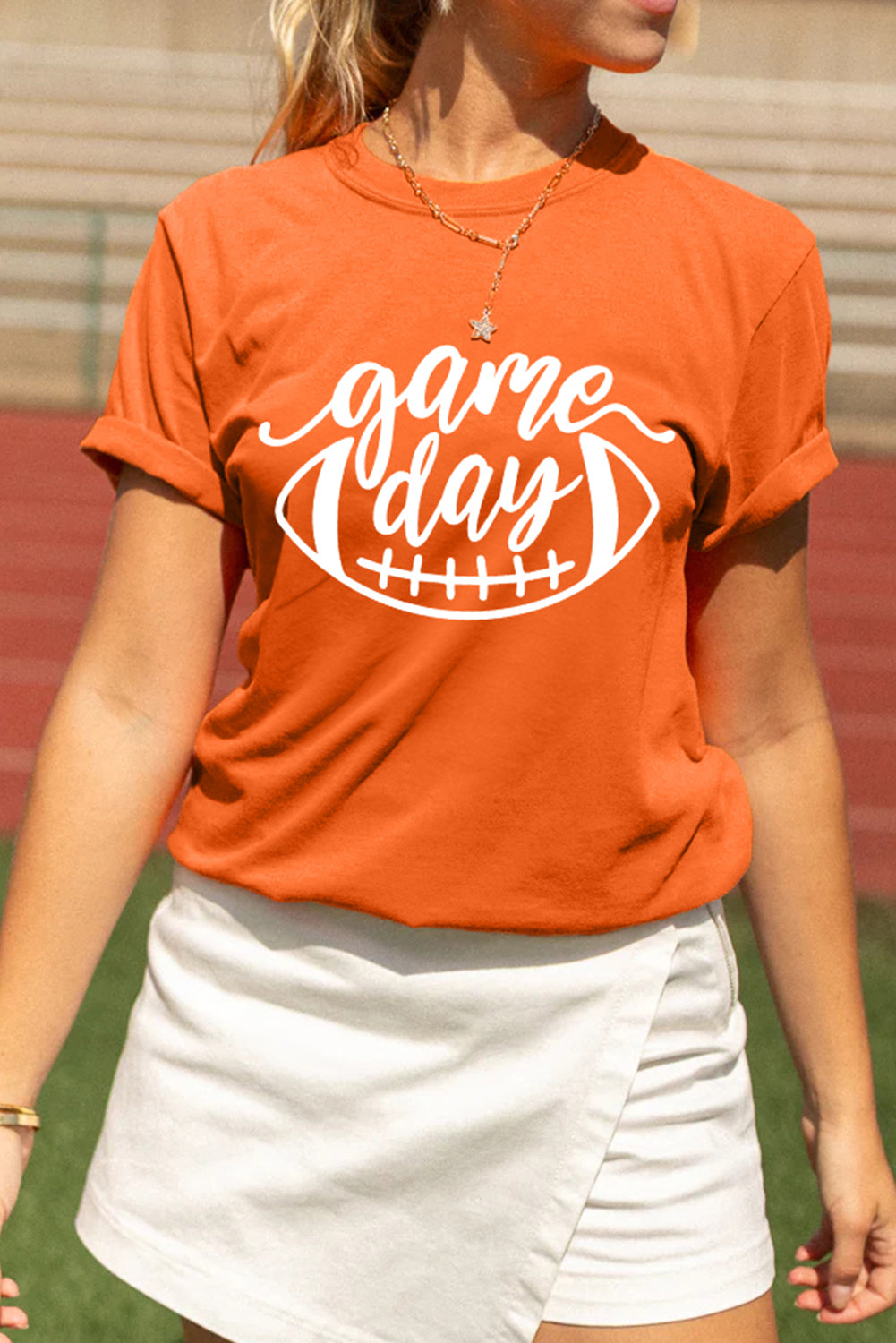 Orange ‘game day’ Football Print T-Shirt
