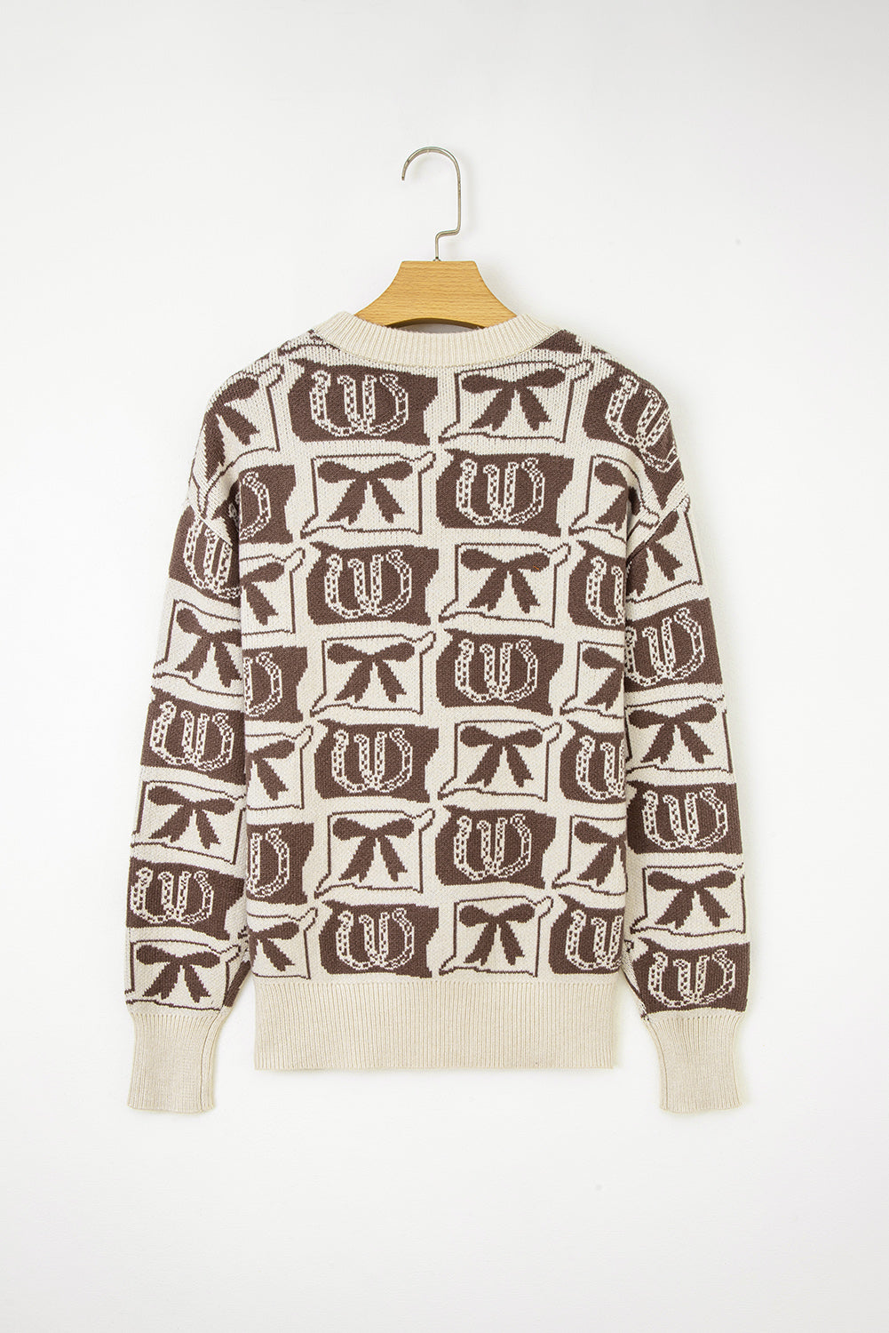 Brown Bows & Horseshoes Western Print Sweater
