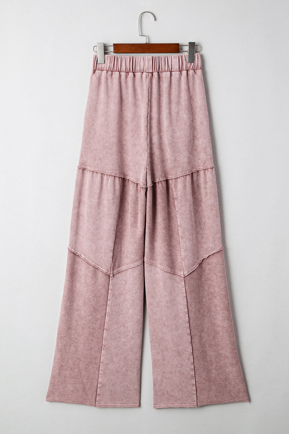 Mineral Wash Tiered Wide Leg Patchwork Pants