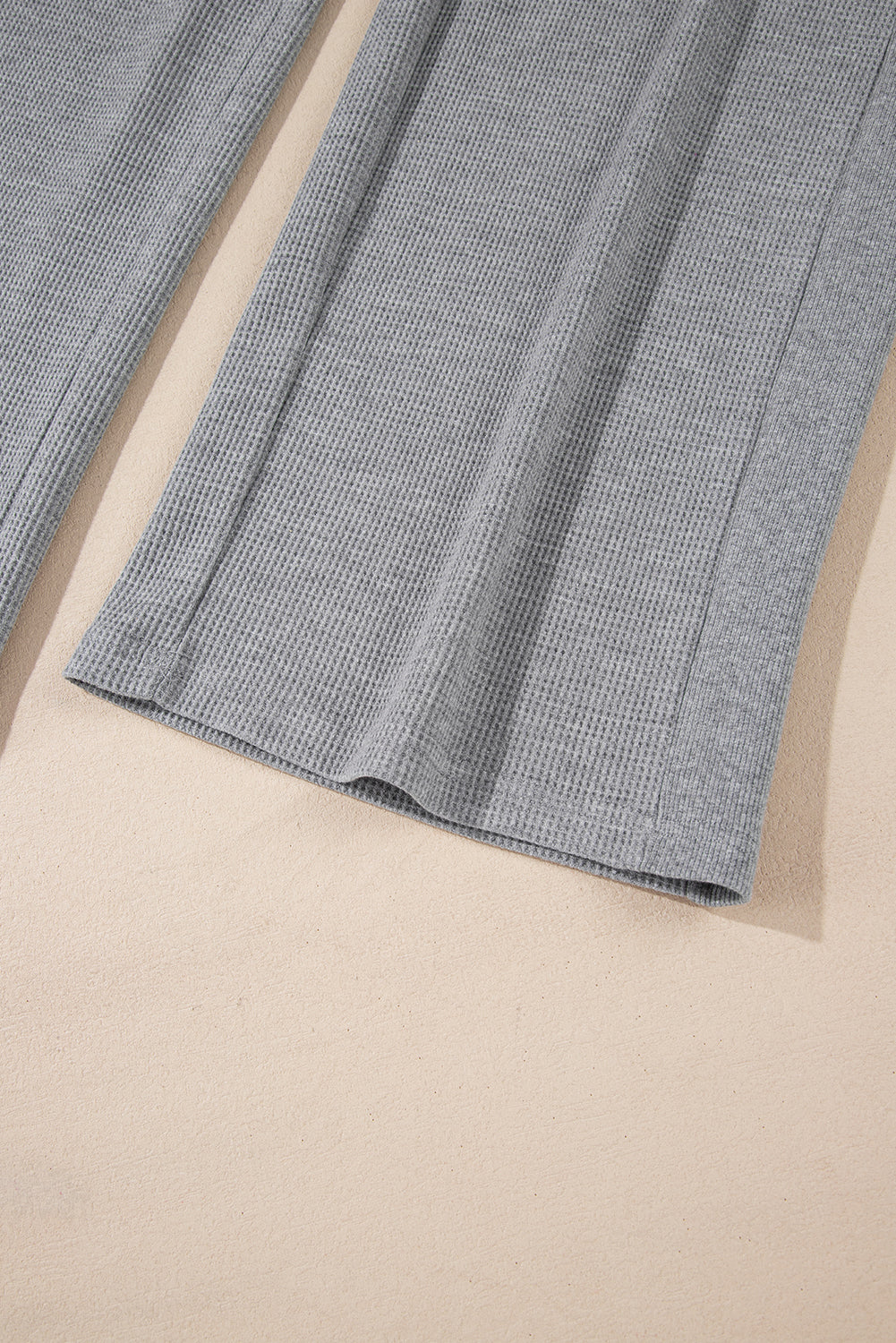 Gray Waffle Knit Wide Leg Lounge Pants