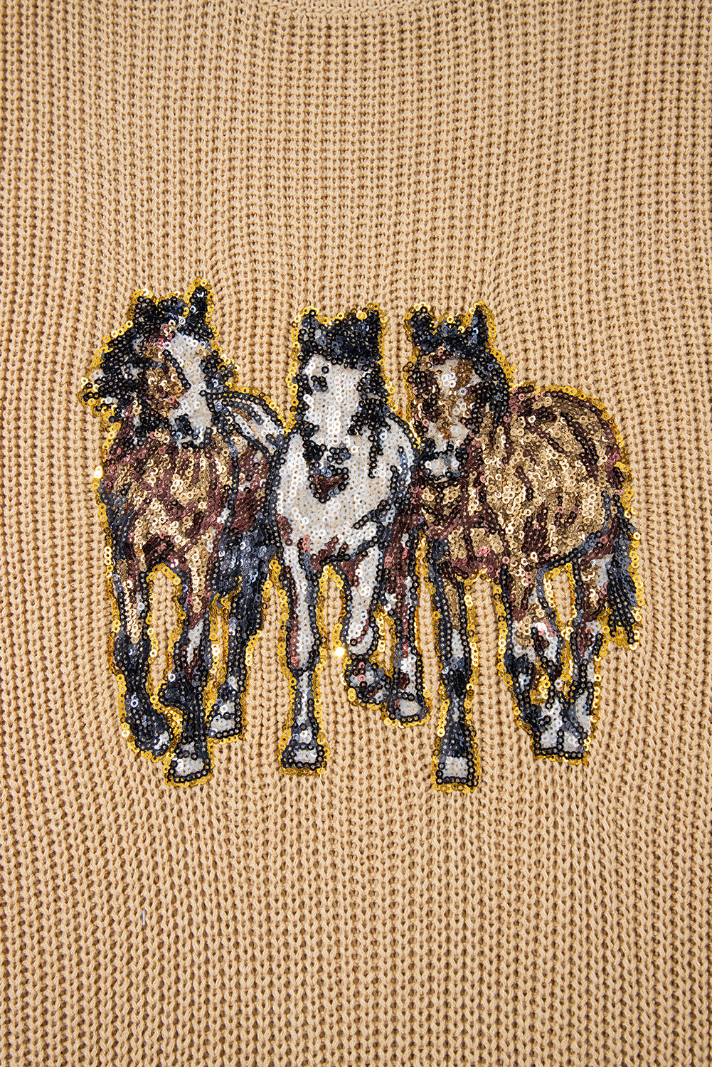 Sequin Horse Graphic Knitted Sweater Vest
