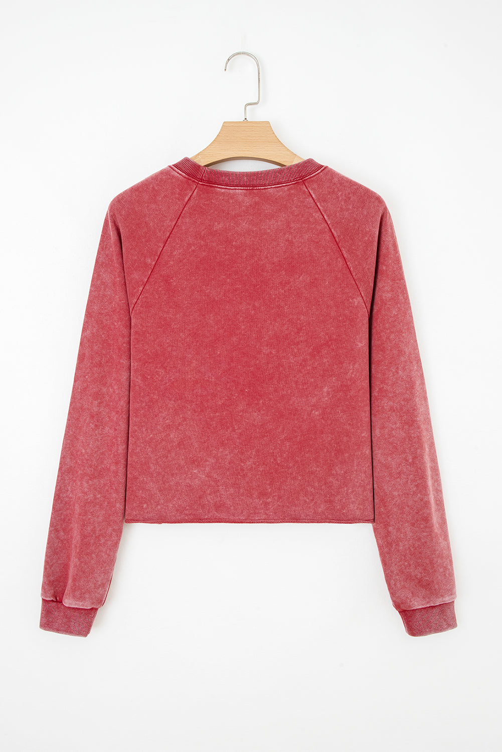 Red Mineral Wash Raw Hem Crop Sweatshirt