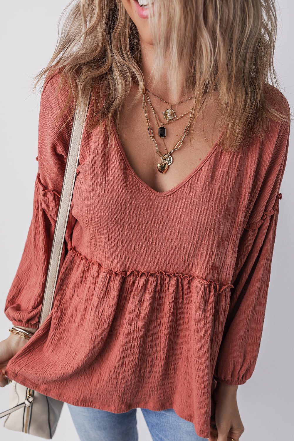 Mineral Red Puff Sleeve Blouse