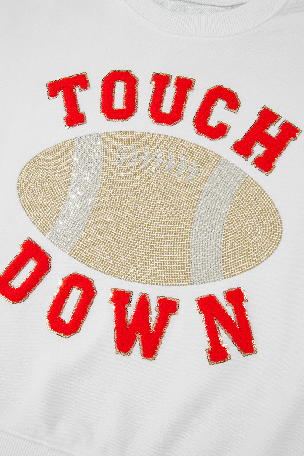 White 'TOUCH DOWN' Football  Pullover Sweatshirt
