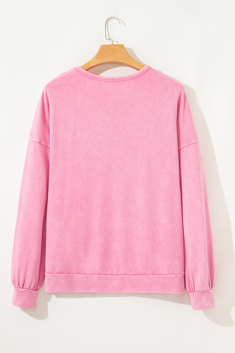 Pink Bowknot Patchwork Graphic Mineral Wash Plus Size Sweatshirt