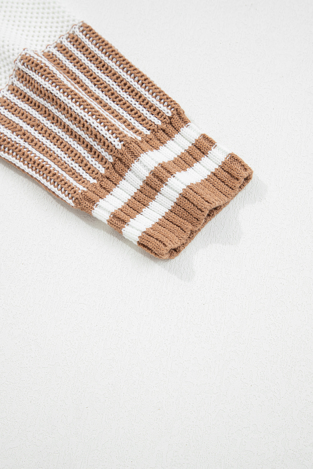 Khaki Two Tone Striped Loose Sweater