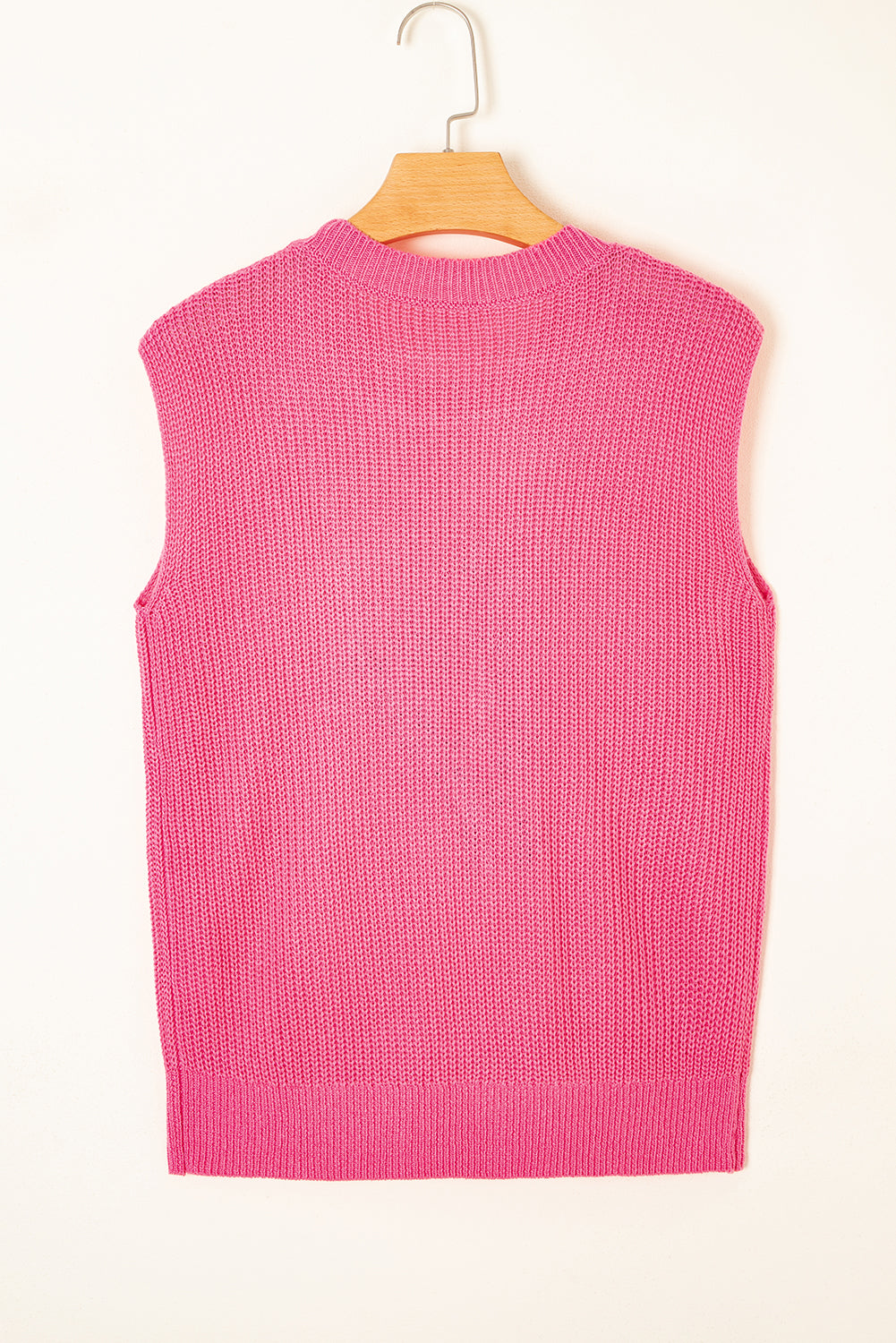 Bright Pink Western Cowboy Embroidery Sleeveless Sweater