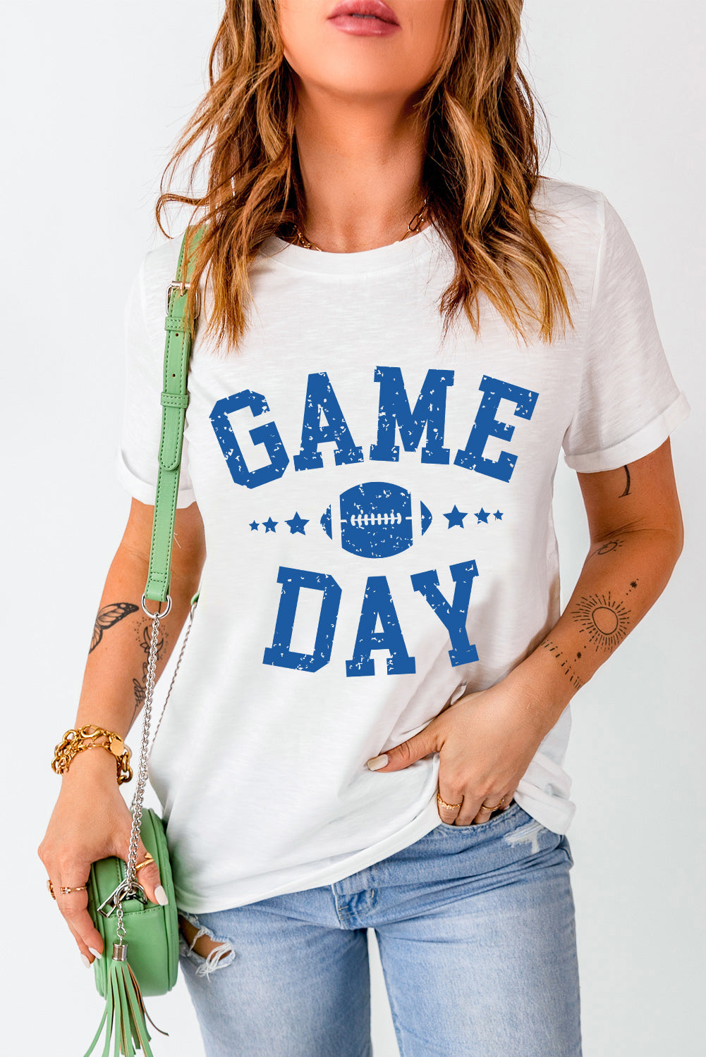 White ‘GAME DAY’ Football Graphic T Shirt