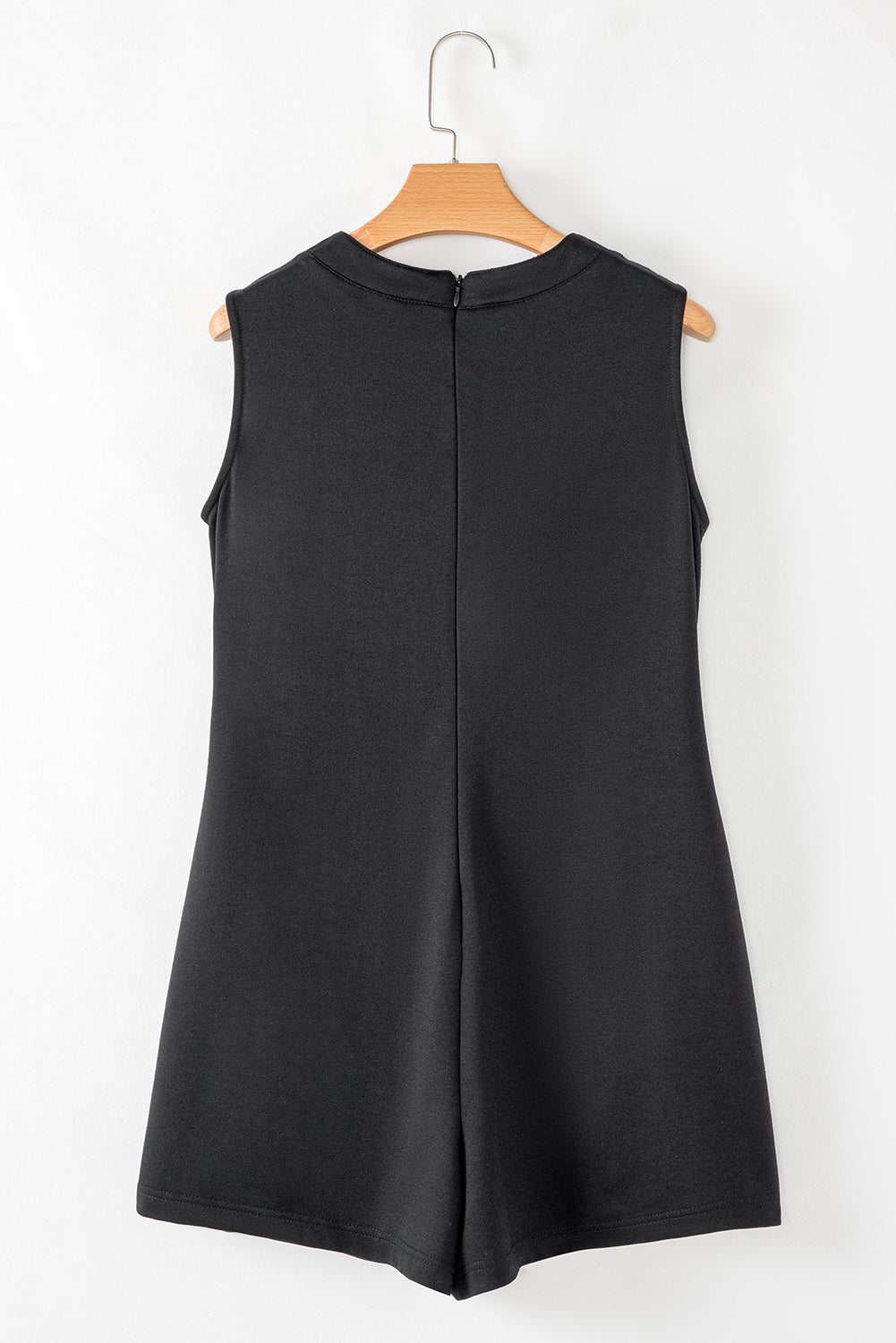 Black Tie V Neck Pintuck Loose Romper