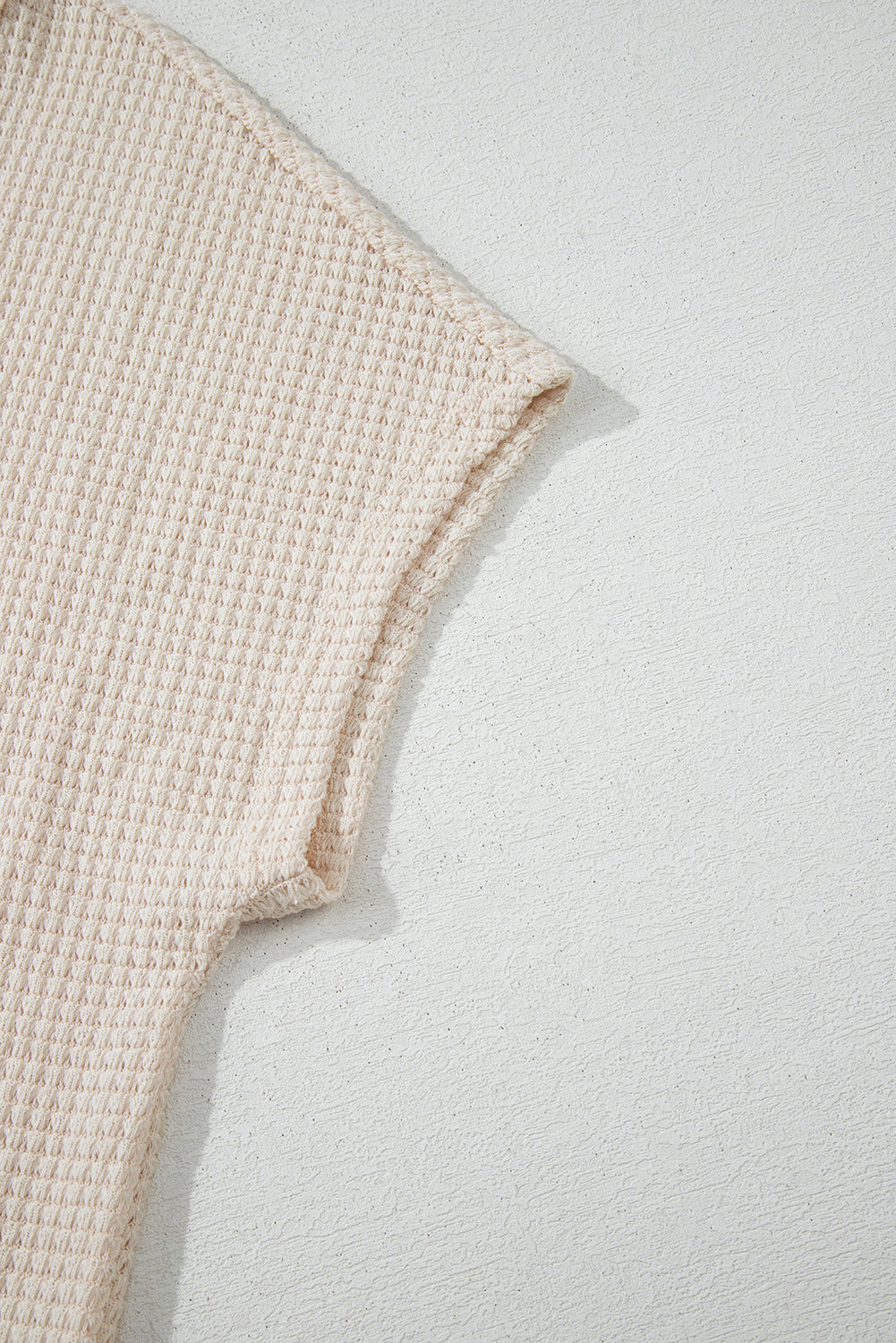 Khaki Textured Seamed Short Sleeve Top
