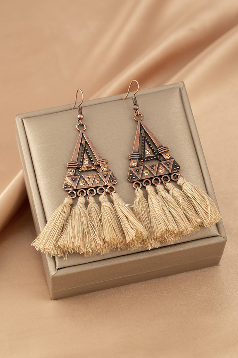 Brown Boho Tasseled Earrings