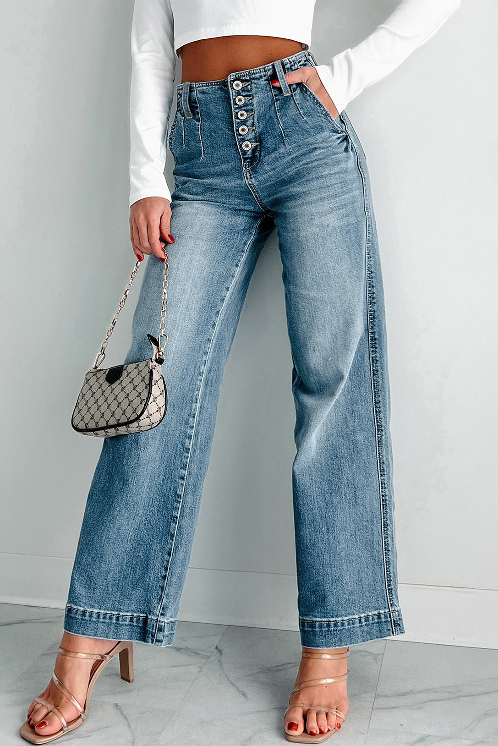 ‘Delilah’ Medium Wash Straight Loose Leg Jeans