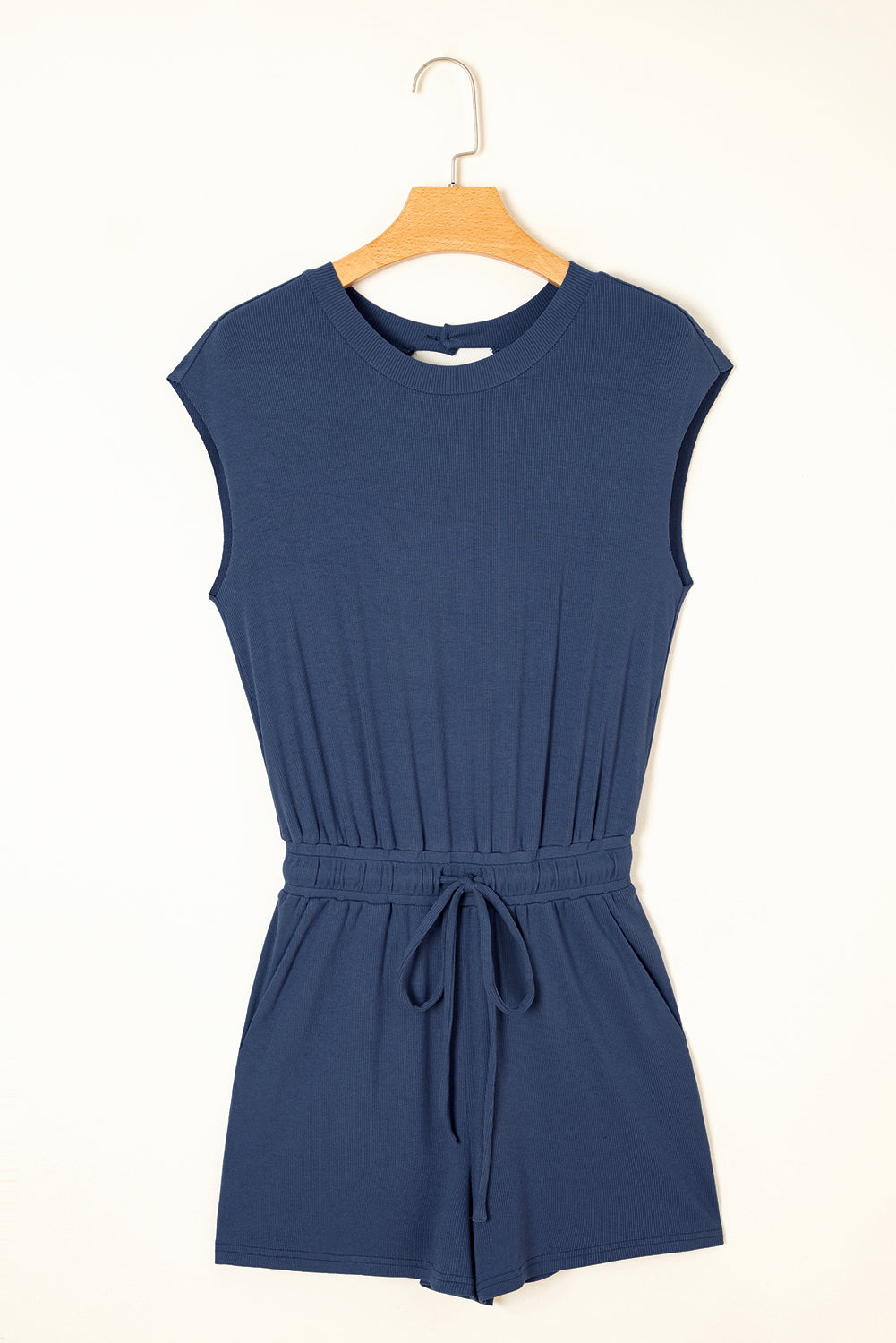 Blue Knit Open Back Romper