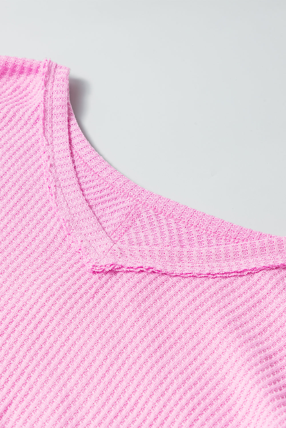 Pink Waffle Knit Exposed Seam Top
