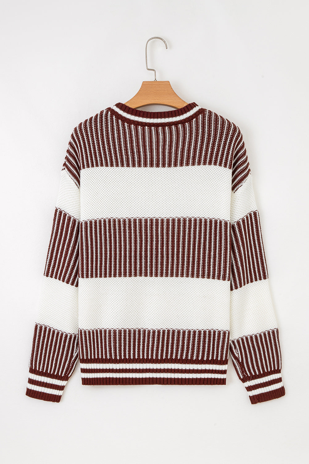 Brown Two Tone Striped Sweater