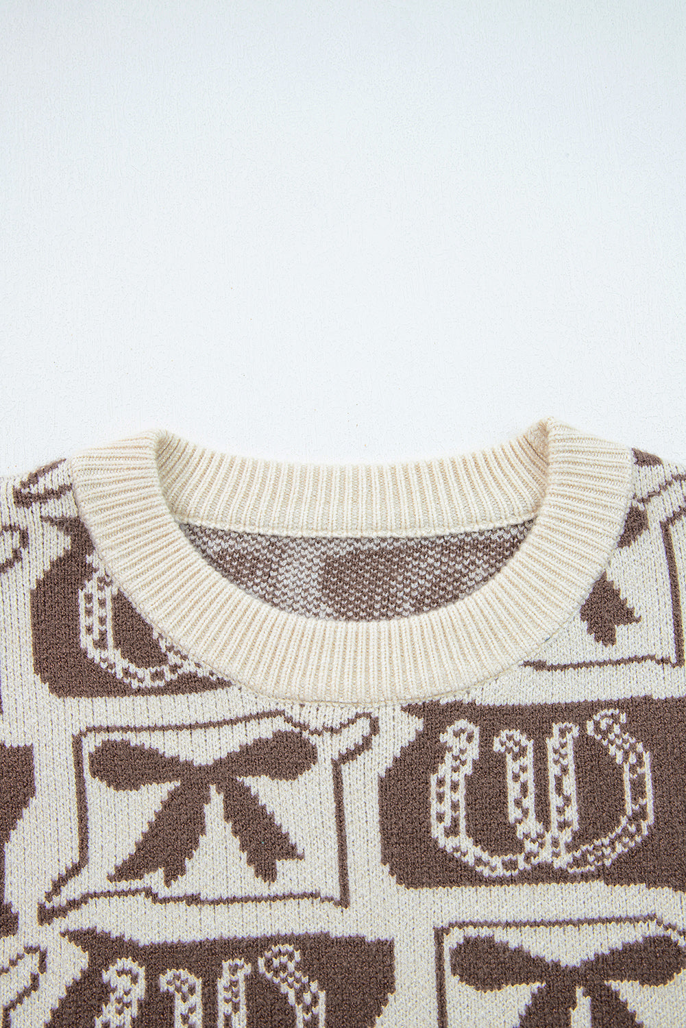 Brown Bows & Horseshoes Western Print Sweater