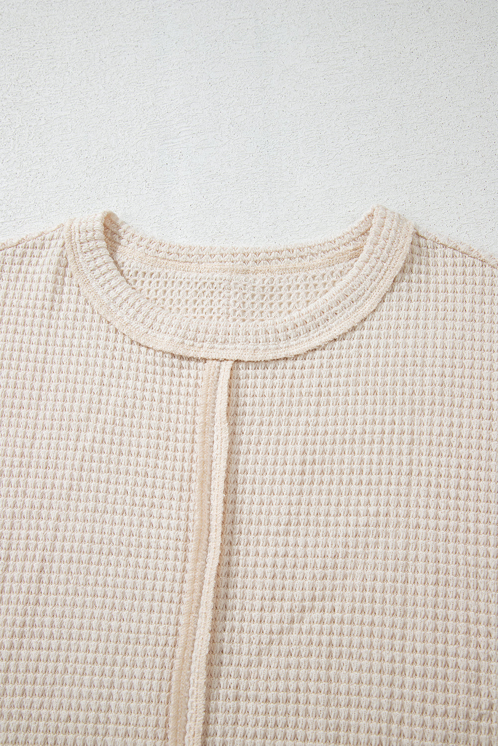 Khaki Textured Seamed Short Sleeve Top