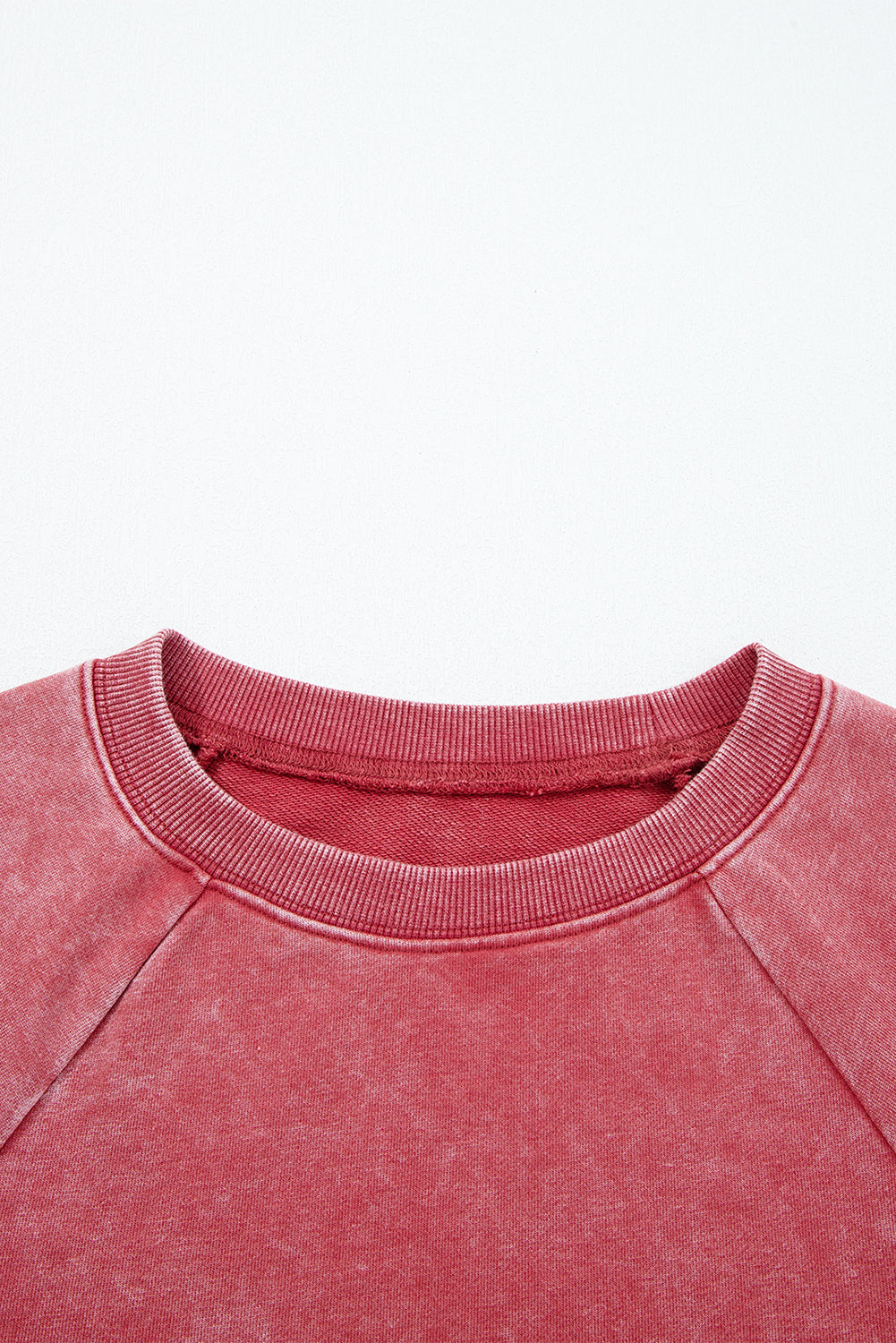 Red Mineral Wash Raw Hem Crop Sweatshirt