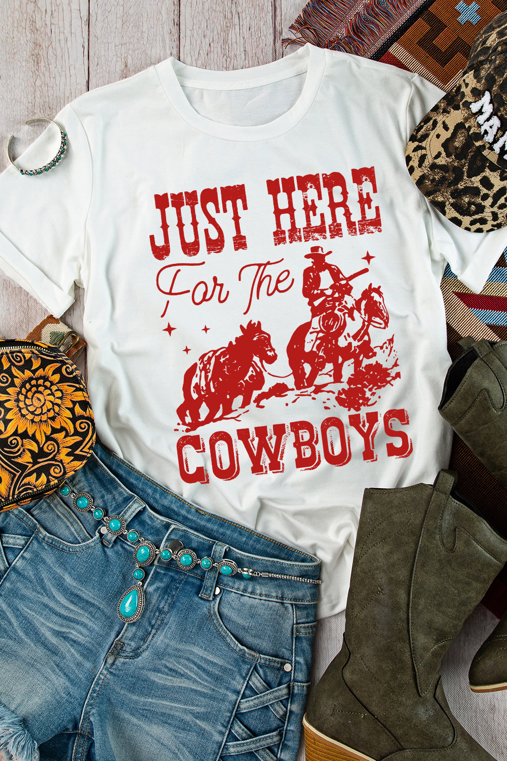 White ‘JUST HERE FOR THE COWBOYS’ Shirt