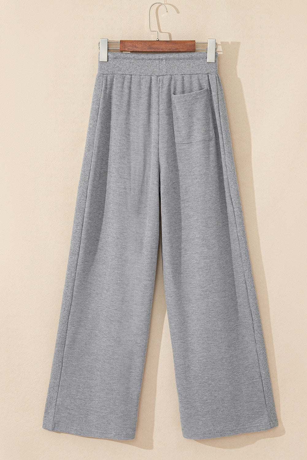 Gray Waffle Knit Wide Leg Lounge Pants