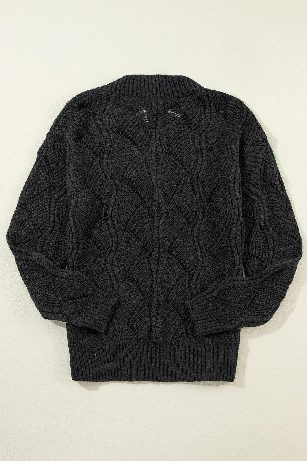 Black Hollow Out Knit Sweater