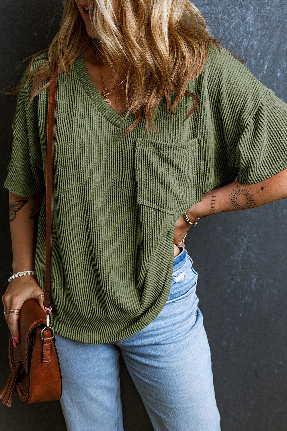 Forest Green Pocket Loose T-Shirt