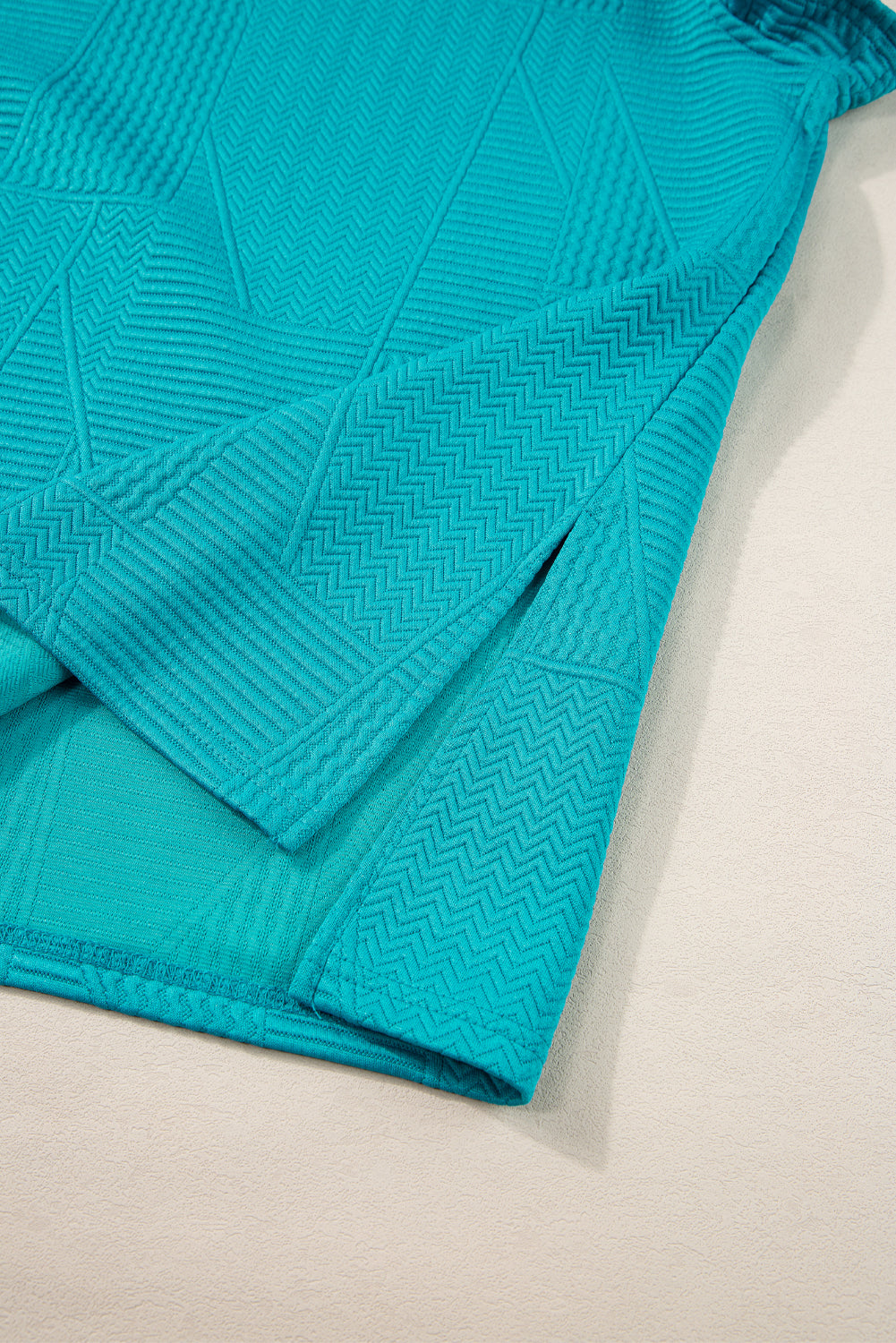 Teal Textured Ruffle Split Top and Short Set