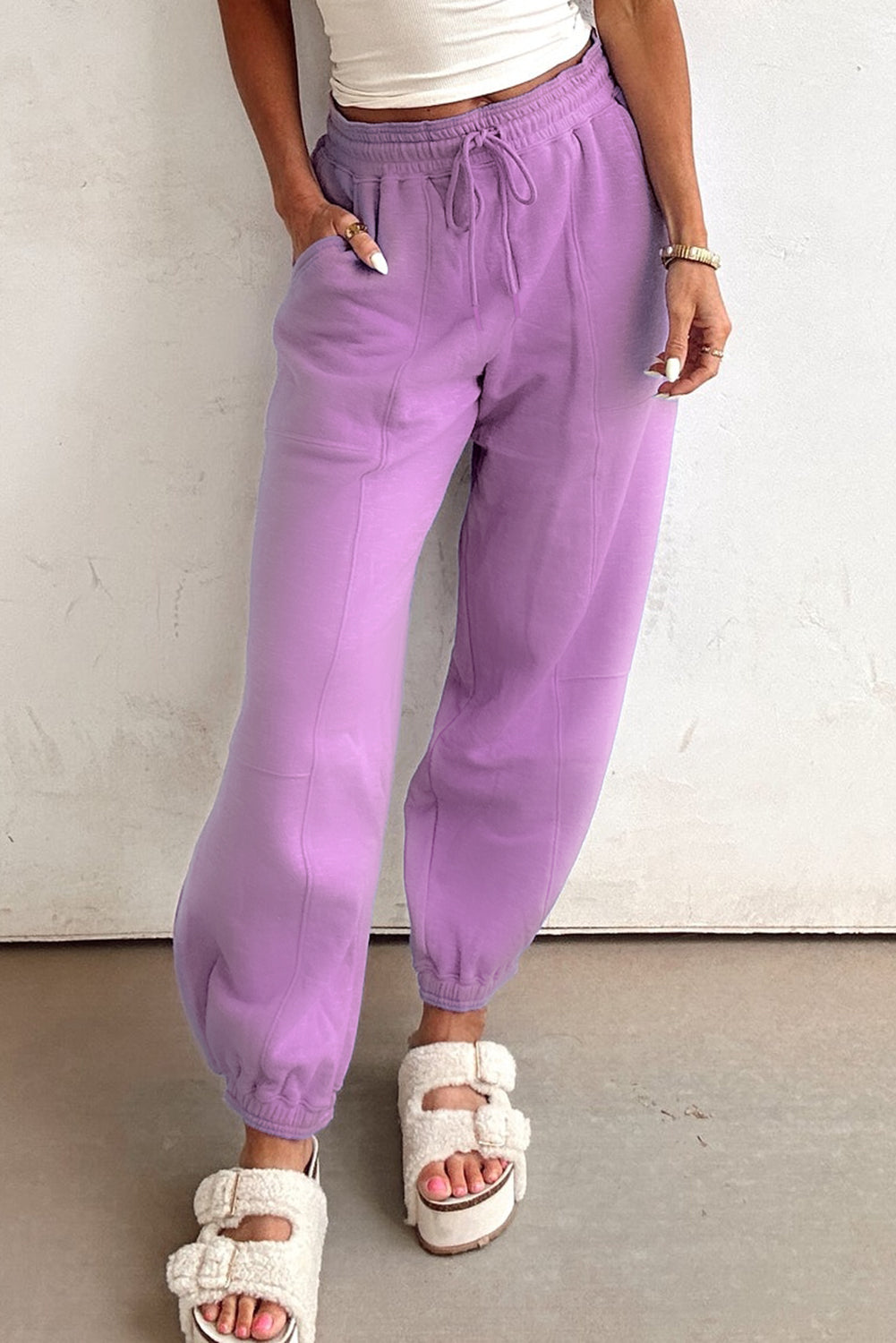 Lilac Drawstring Jogger Pants