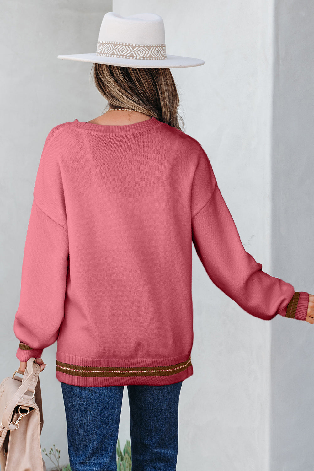 Pink ‘See You Cowboy’ Embroidered Western Graphic Sweater