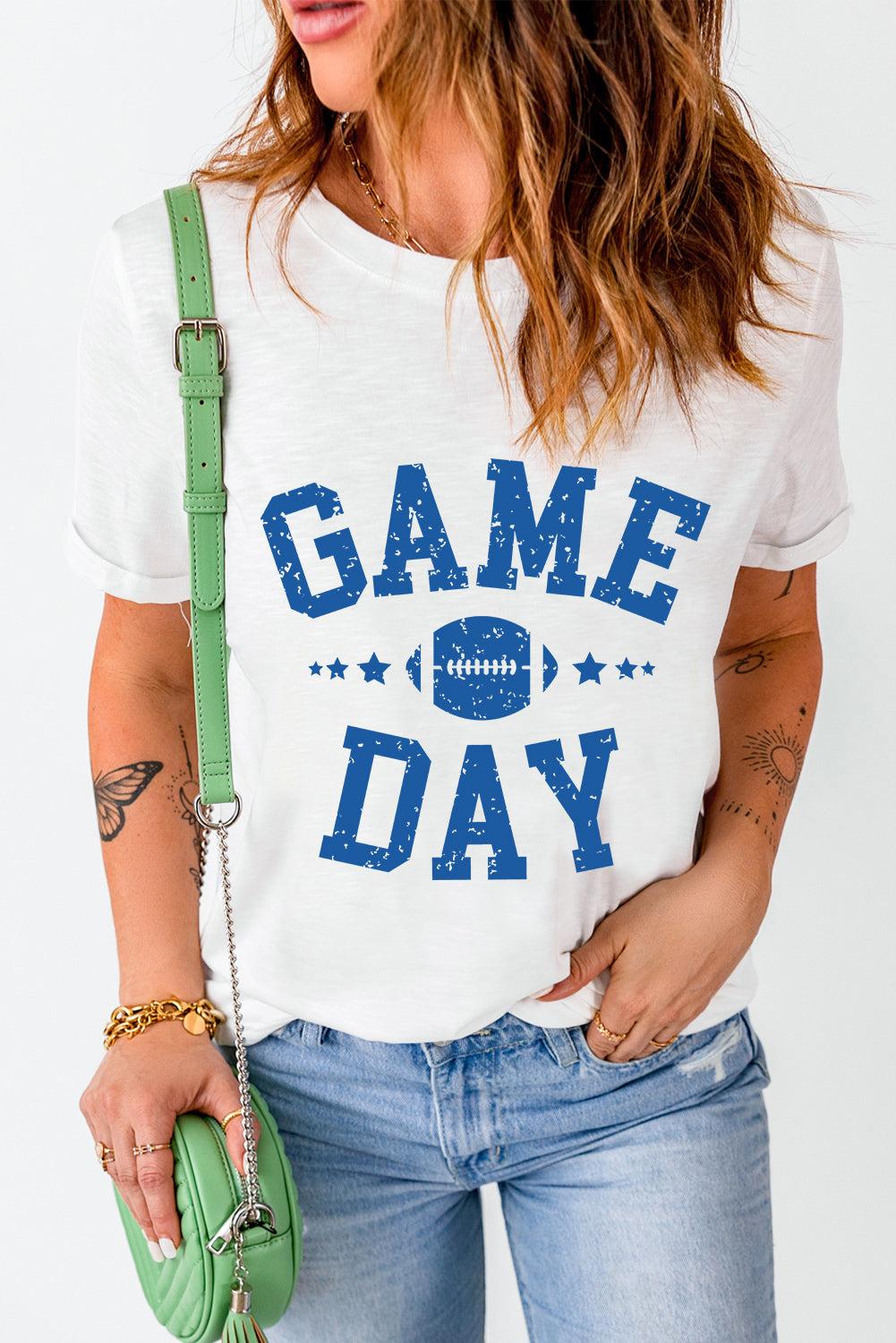 White ‘GAME DAY’ Football Graphic T Shirt