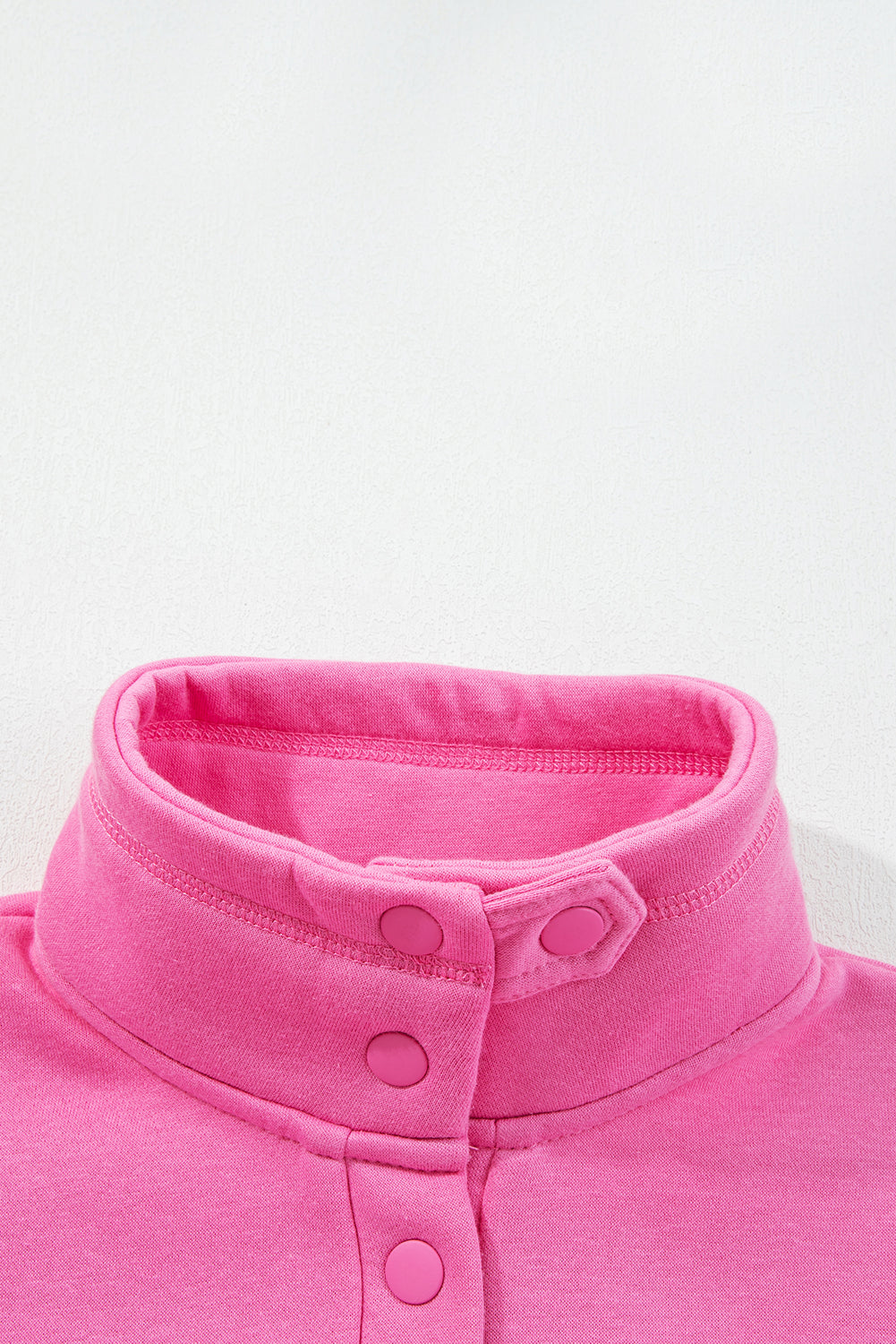 Bright Pink Half Button Drop Shoulder Sweatshirt