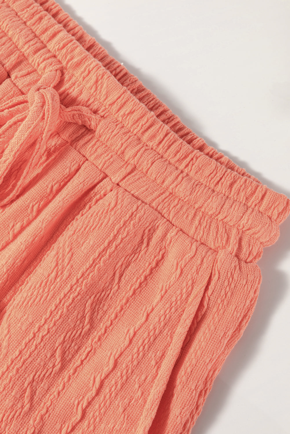 Orange Textured Short Sleeve Top and Shorts Set