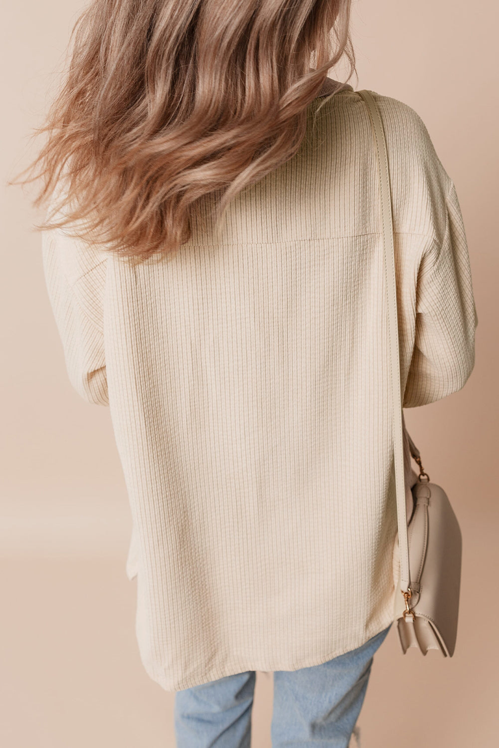 Cream Corduroy Button Up Shacket